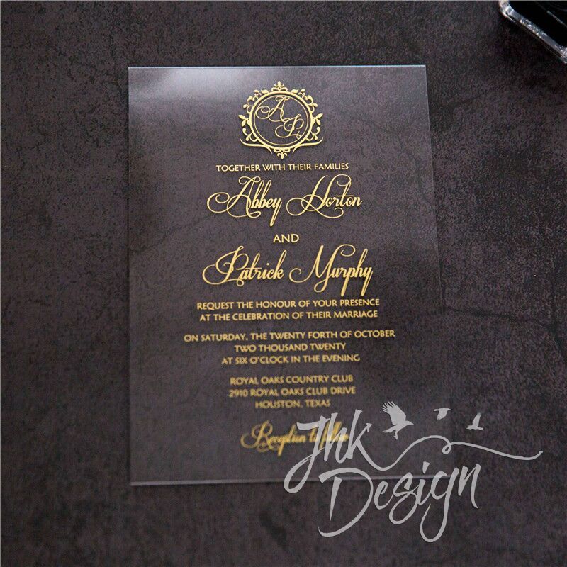 ACR08 Gold Acrylic Invitation UV Printed 2mm
